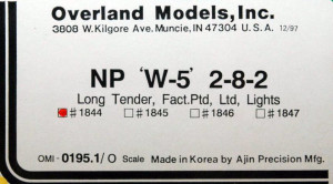 Overland Northern Pacific W-5 2-8-2 Model Card